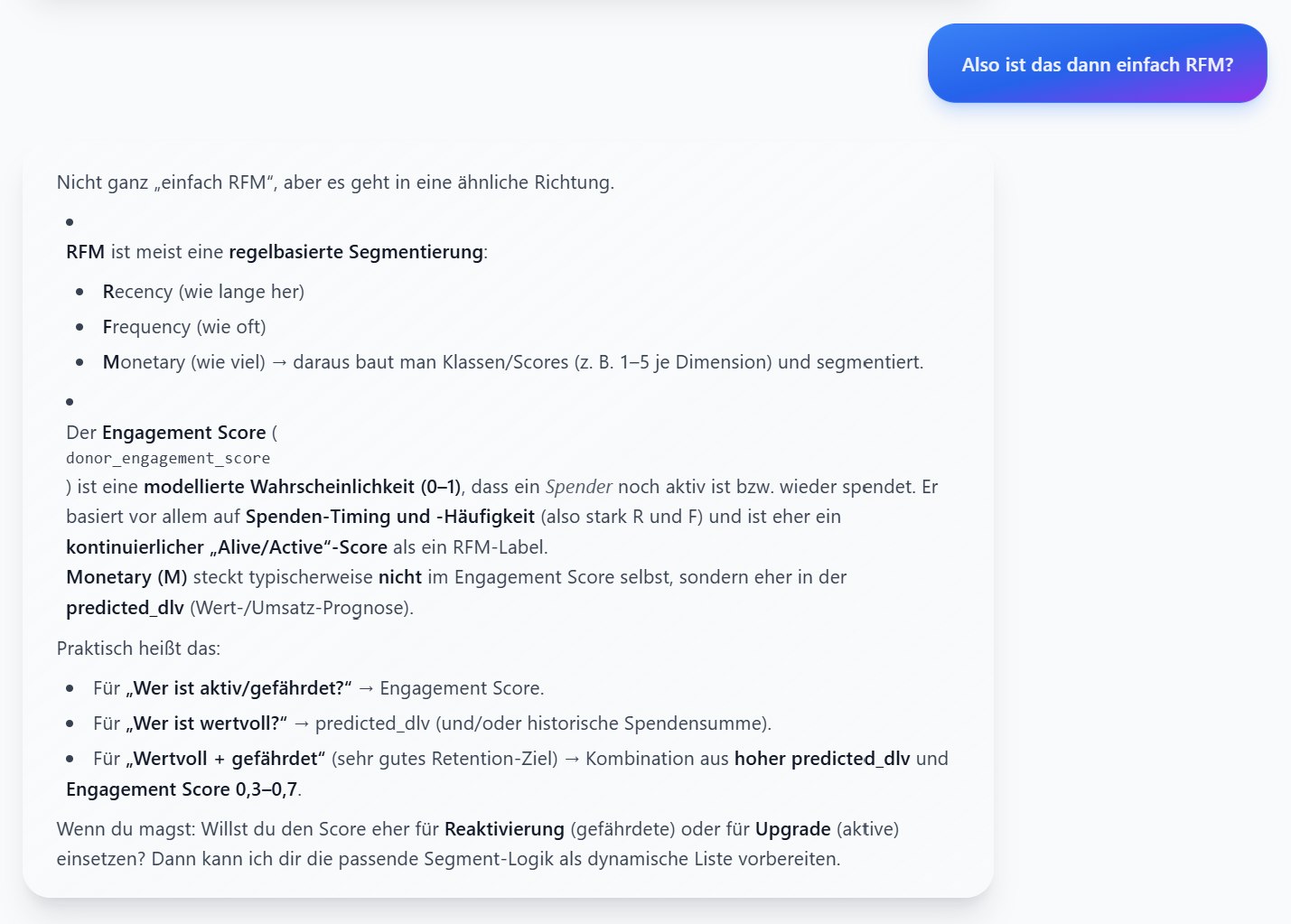 Engagement Score vs RFM Erklärung